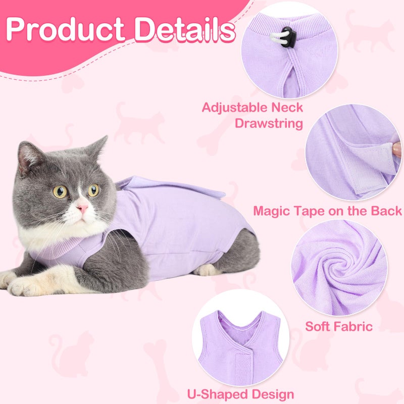 Coppthinktu Cat Recovery Suit for Abdominal Wounds or Skin Diseases, Cat Onesie for Cats After Surgery Female Kitten Recovery Suit, Breathable E-Collar Alternative for Cats After Spay Anti Licking Wounds - Image 3